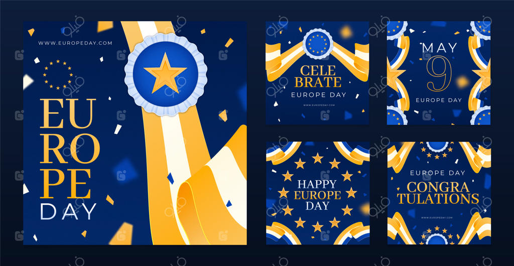 مجموعه پست‌های اینستاگرام روز اروپا با طراحی گرادینت