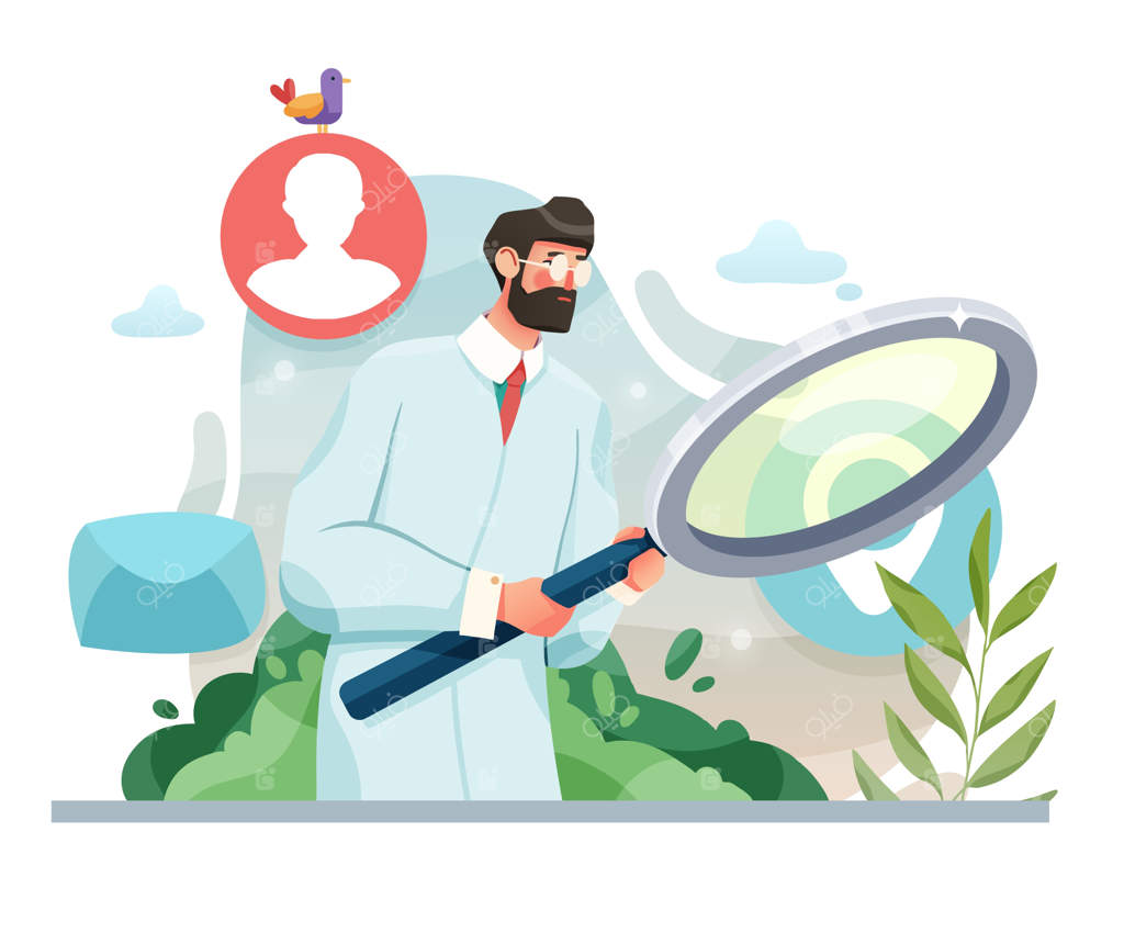 پزشک یا دانشمند در حال تحقیق و تحلیل - تصویر وکتور