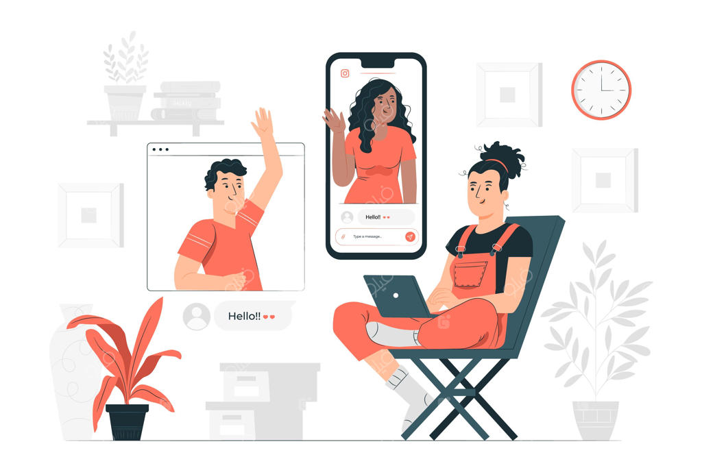 تصویرسازی مفهوم دوستان آنلاین