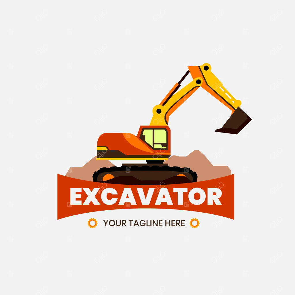 طرح لوگوی بیل مکانیکی در صنعت ساخت و ساز