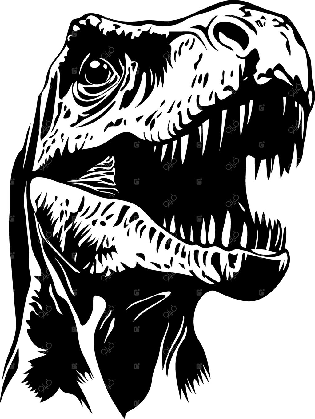 طرح سر دایناسور خشمگین برای تاتو و پروژه‌های طراحی