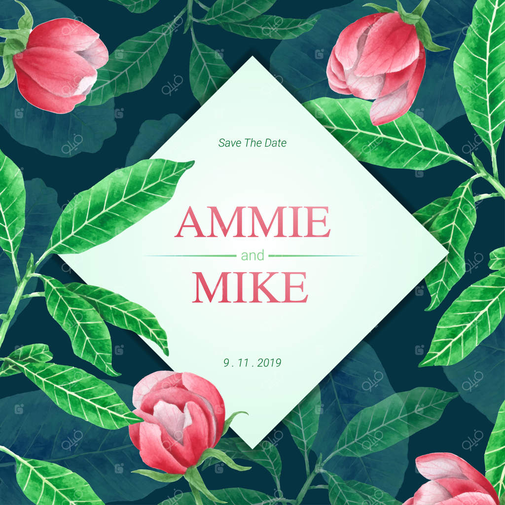 پترن کارت عروسی با طرح آبرنگی