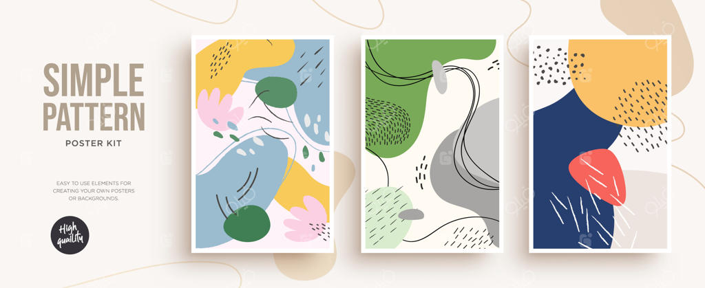 مجموعه قالب‌های مد روز با طراحی دستی بافت‌ها برای پوستر، کارت، دعوتنامه و پلاکارد