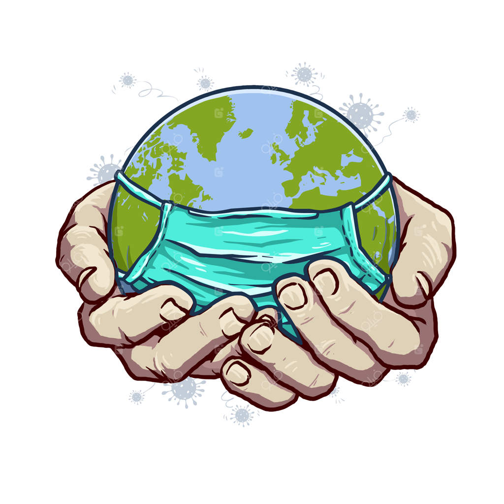 کره زمین با ماسک در دست برای آگاهی از ویروس کرونا