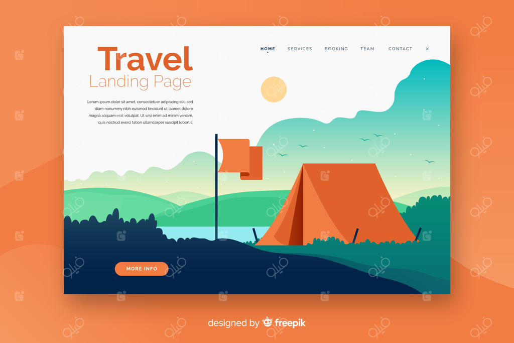 صفحه فرود مسافرتی با طراحی تخت