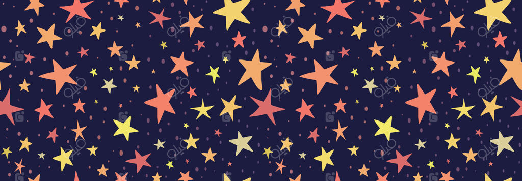 الگوی ستاره‌های رنگارنگ در پس‌زمینه آسمان شب تیره