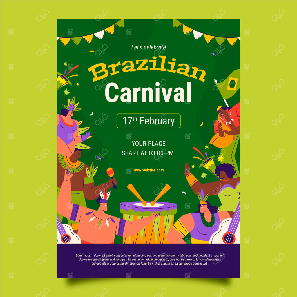 قالب پوستر عمودی جشن کارناوال