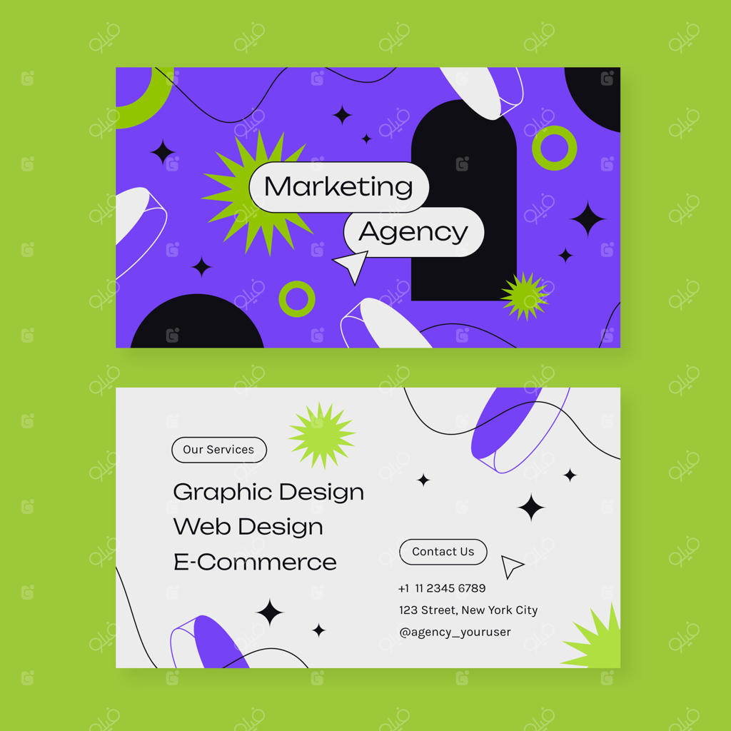 قالب کارت ویزیت آژانس بازاریابی ساده و شیک