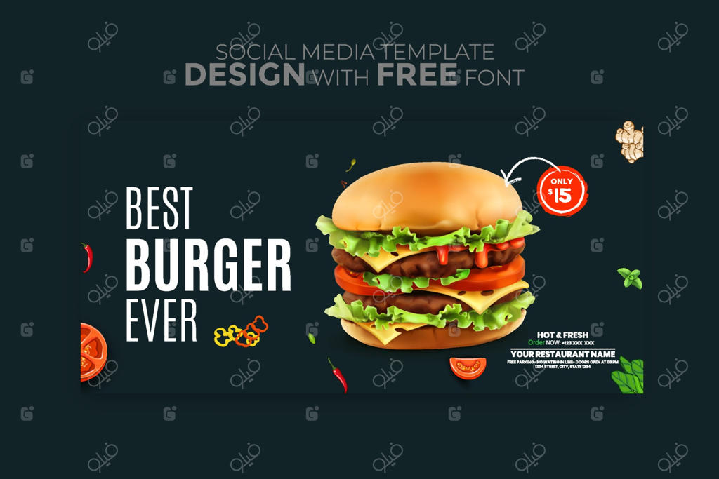 پوستر شبکه‌های اجتماعی برای منوی غذا قالب‌های قابل ویرایش برای تبلیغات منو غذا