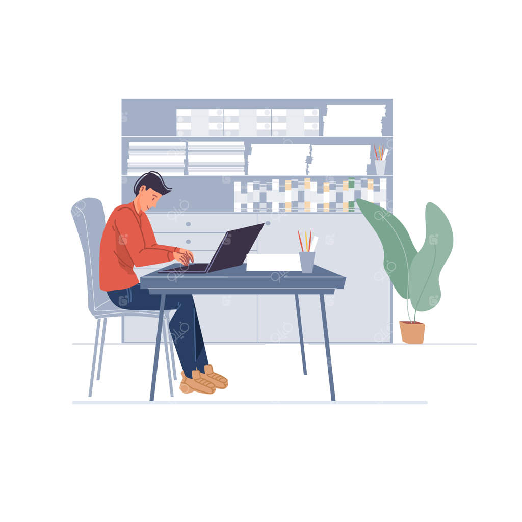 شخصیت کارتونی در حال انجام کارهای تجاری