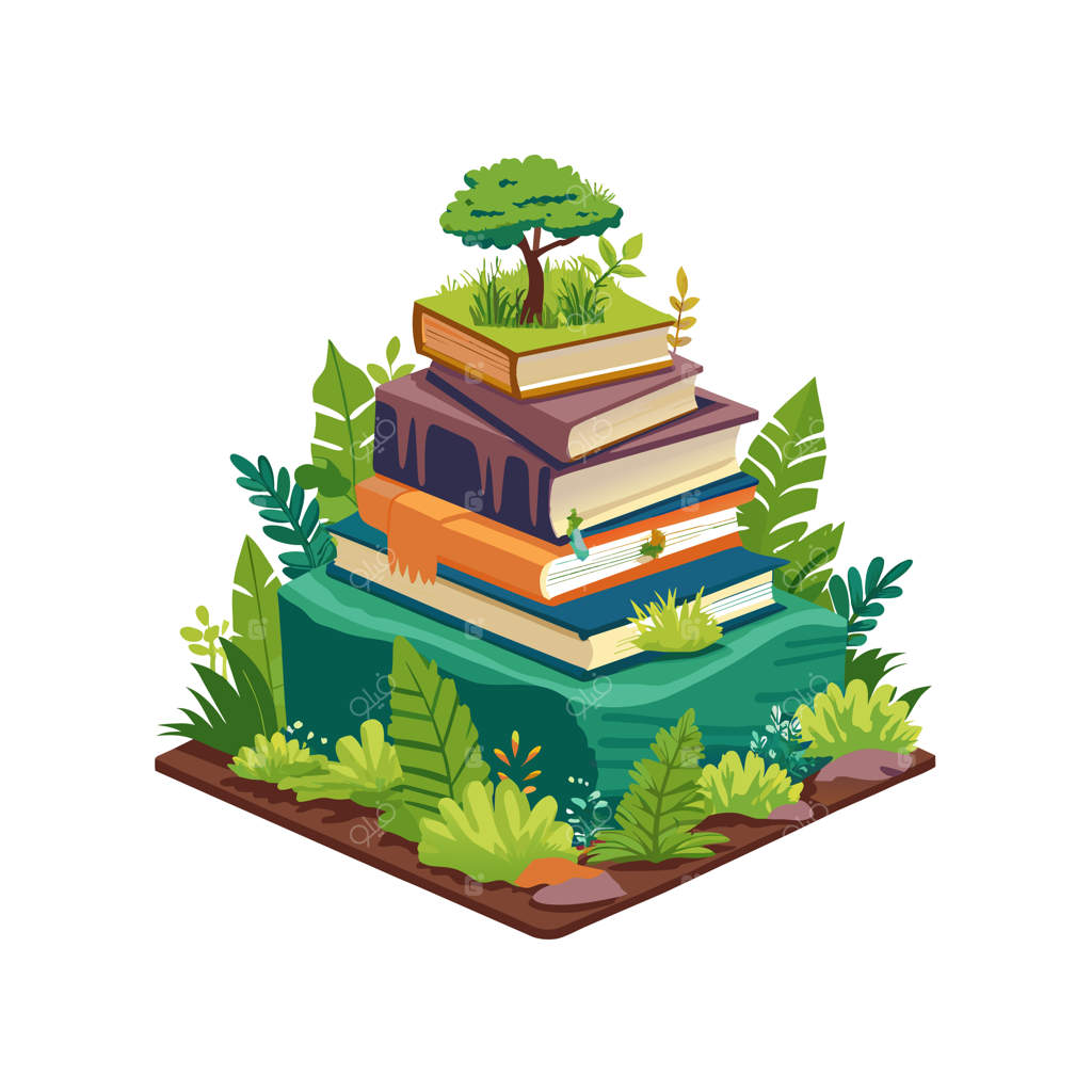 مفهوم تصویر برداری کتاب‌ها روی هم