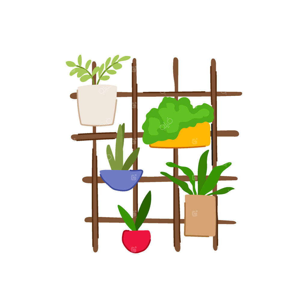 گل‌ها در باغ عمودی داخلی - تصویر کارتونی