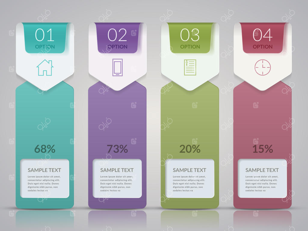 طراحی قالب اینفوگرافیک ساده همراه با گزینه‌های بنر