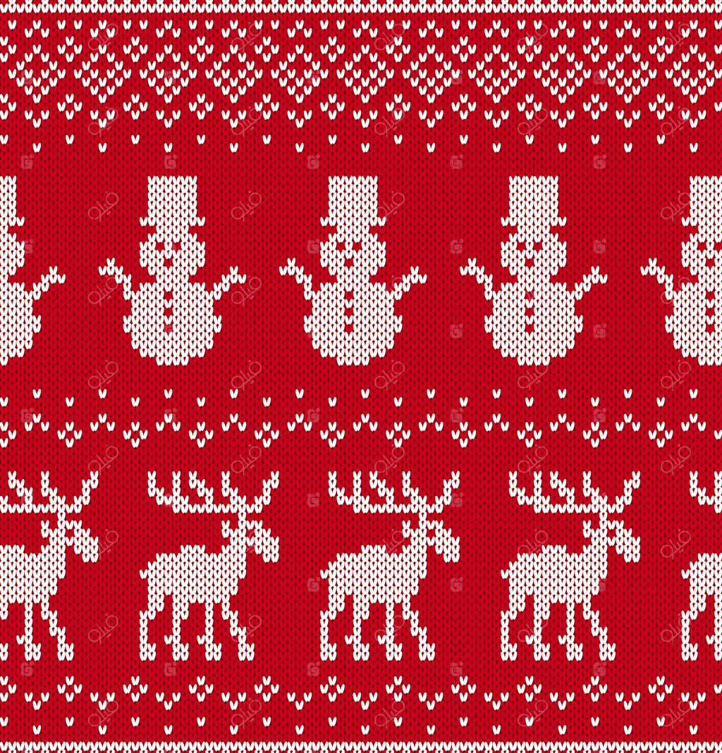 زینت بافت کریسمس با طرح هندسی، گوزن‌ها و آدم‌برفی‌ها در یک ردیف