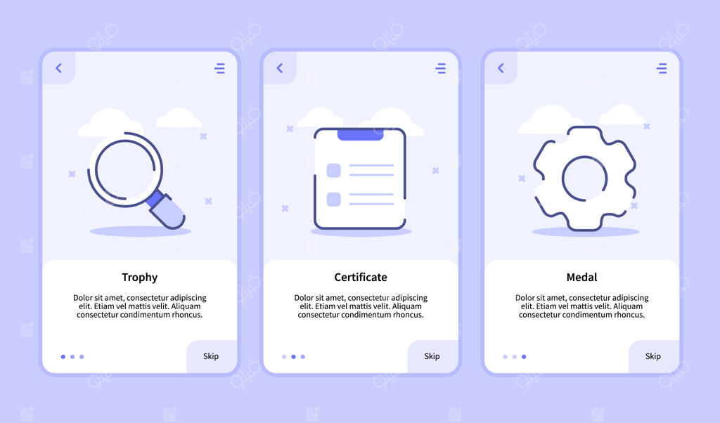 صفحه قالب راهنمای شروع برای اپلیکیشن‌های موبایل UI