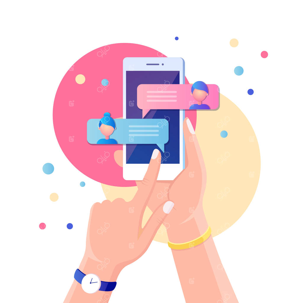 اعلان پیام‌های جدید روی تلفن همراه: پیامک‌های حبابی روی صفحه نمایش. گفتگوی مردم.