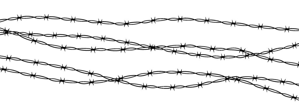سیم خاردار: مانع آهنی و گوتیک در برابر نفوذ. حصاری محکم برای امنیت و حفاظت، مناسب برای استفاده در نظامی یا زندان.