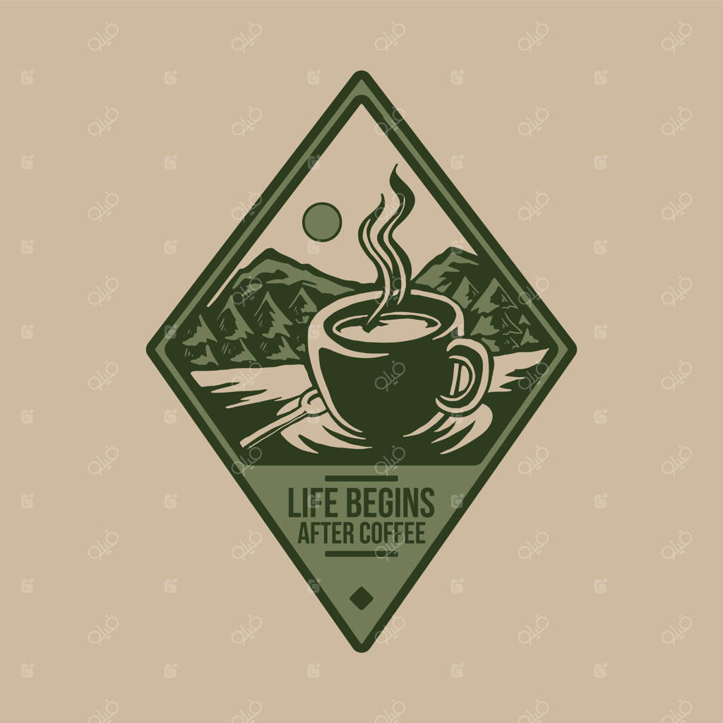 نشان الماس شکل فنجان قهوه داغ در طبیعت