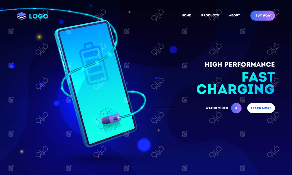 طراحی صفحه فرود آبی رنگ