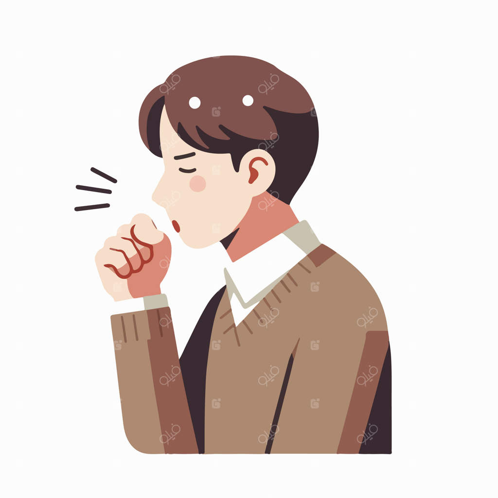 تصویر برداری از نوجوان در حال سرفه به سبک طراحی تخت