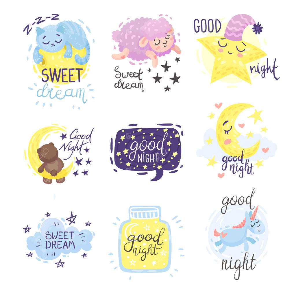 مجموعه‌ای از ستاره‌ها با نوشته «شب بخیر»