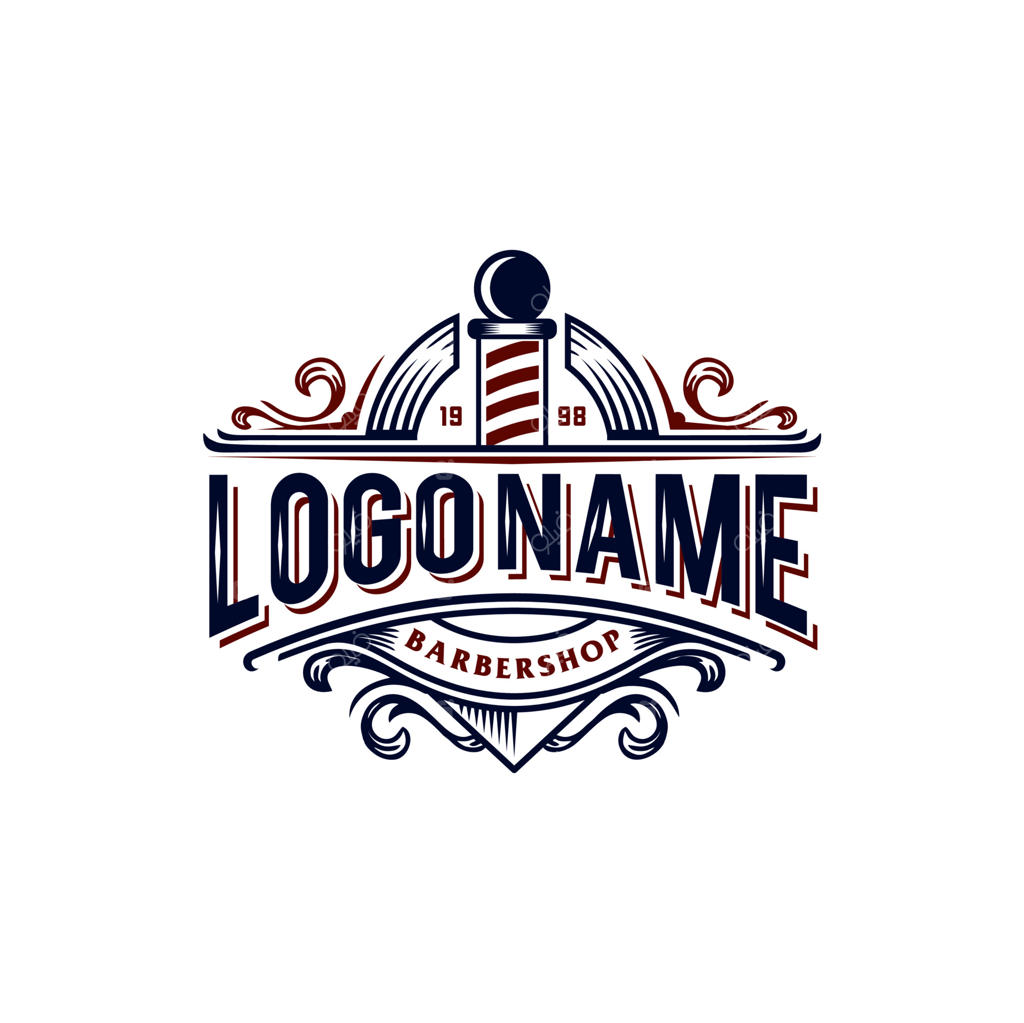 طراحی لوگوی آرایشگاه هیپستر با آیکون قطب، طرح کلاسیک و قدیمی سبک ویکتوریایی