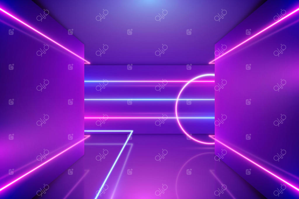 طراحی پس‌زمینه با نورهای نئونی