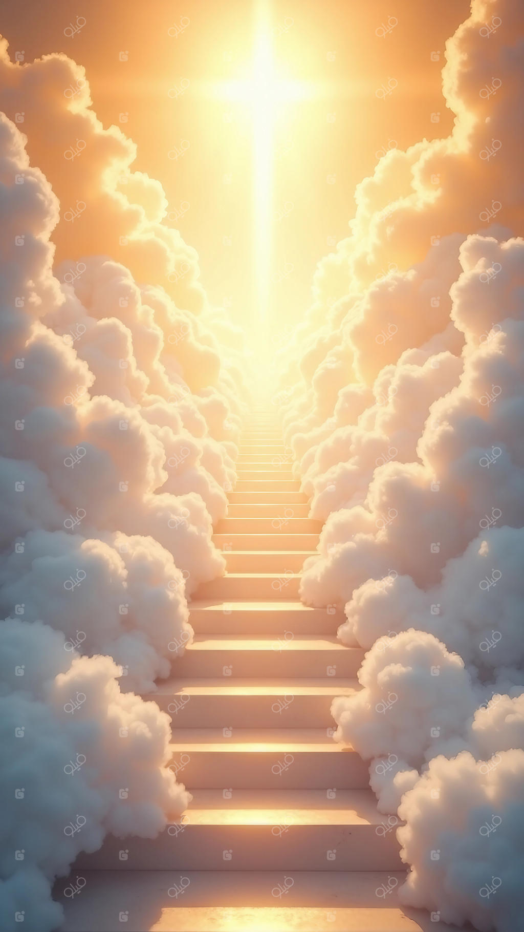 پلکانی به سوی بهشت با نوری درخشان از میان ابرها