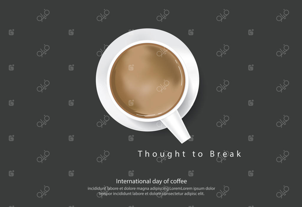 پوستر تبلیغاتی روز جهانی قهوه با تصویرسازی وکتور