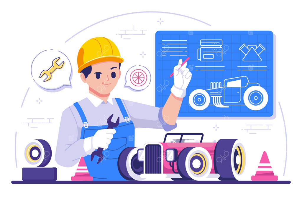 تصویرسازی طراحی تخت مکانیک خودرو