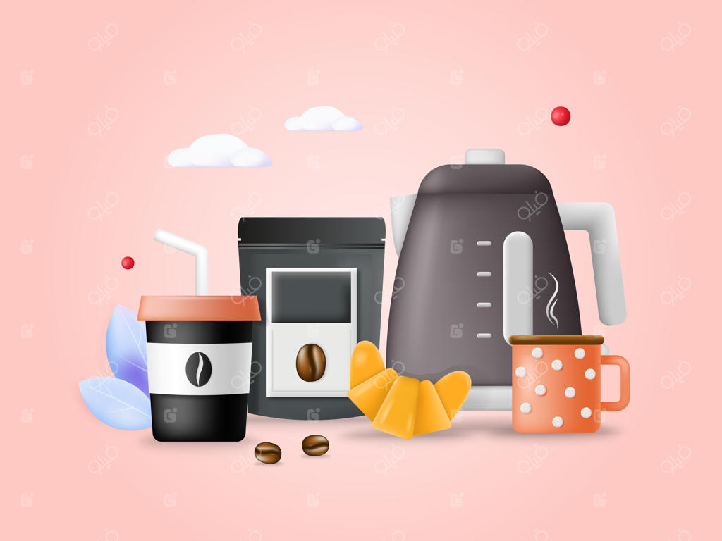 پس‌زمینه برداری قهوه ترک: زندگی‌بی‌جان با نوشیدنی