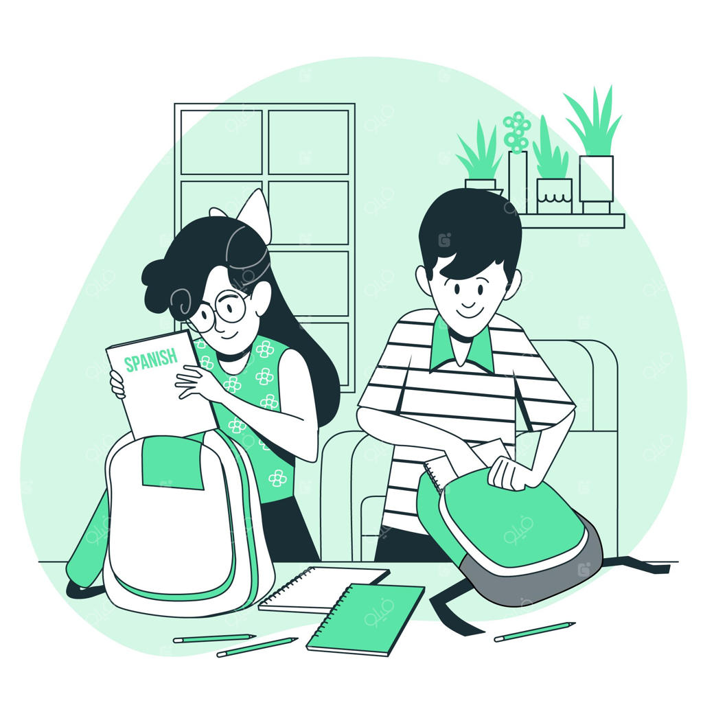 تصویر مفهومی از آماده‌سازی کوله‌پشتی توسط کودکان