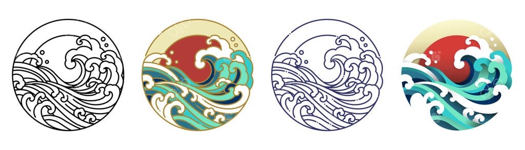 تصویرسازی وکتور موج آب و خورشید