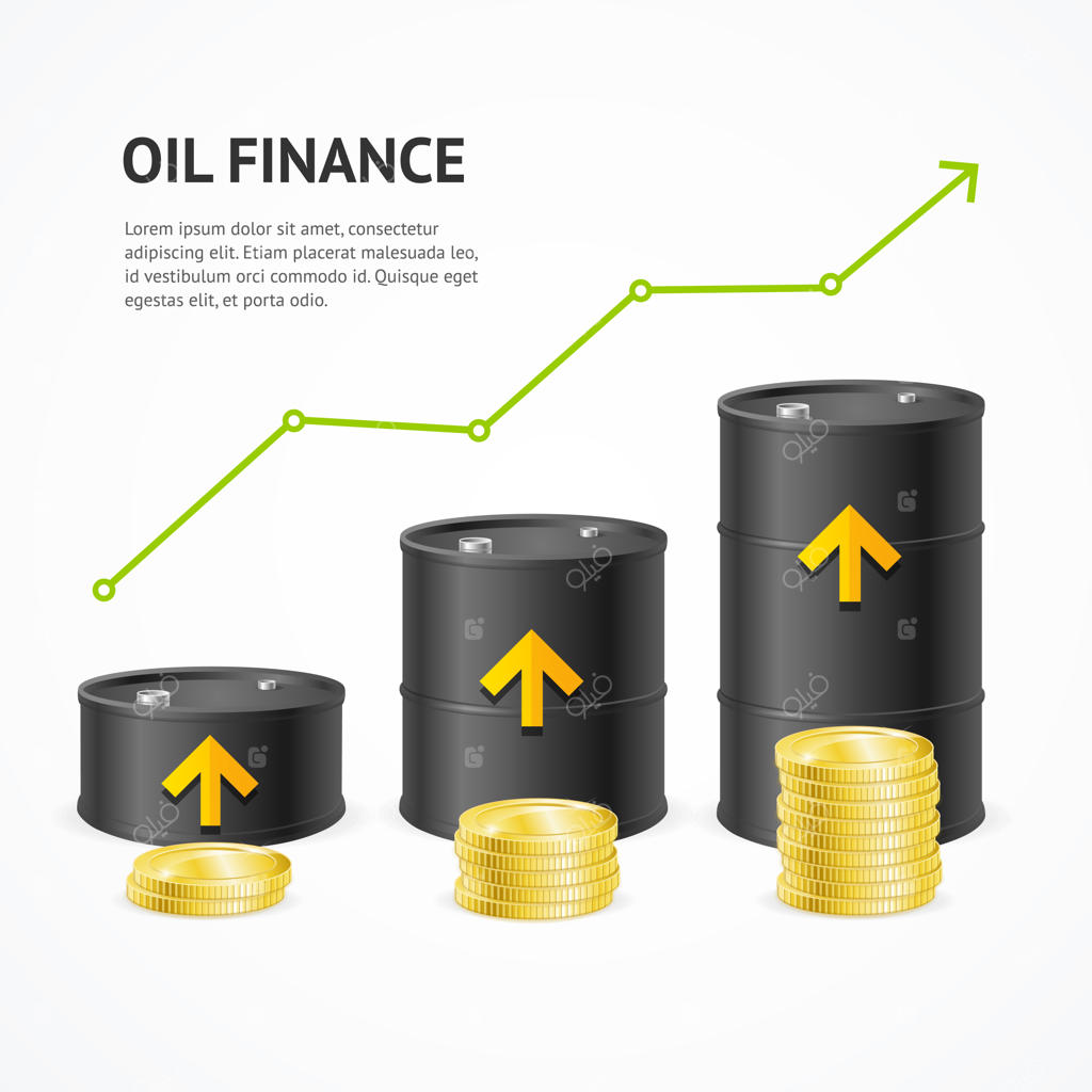 مفهوم نمودار صنعت نفت: فلش سبز به سوی موفقیت مالی.