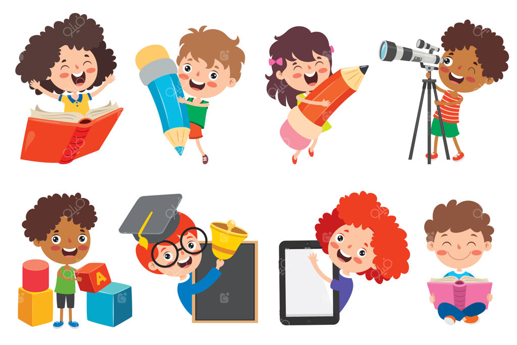 کودک خوشحال در حال مطالعه و یادگیری