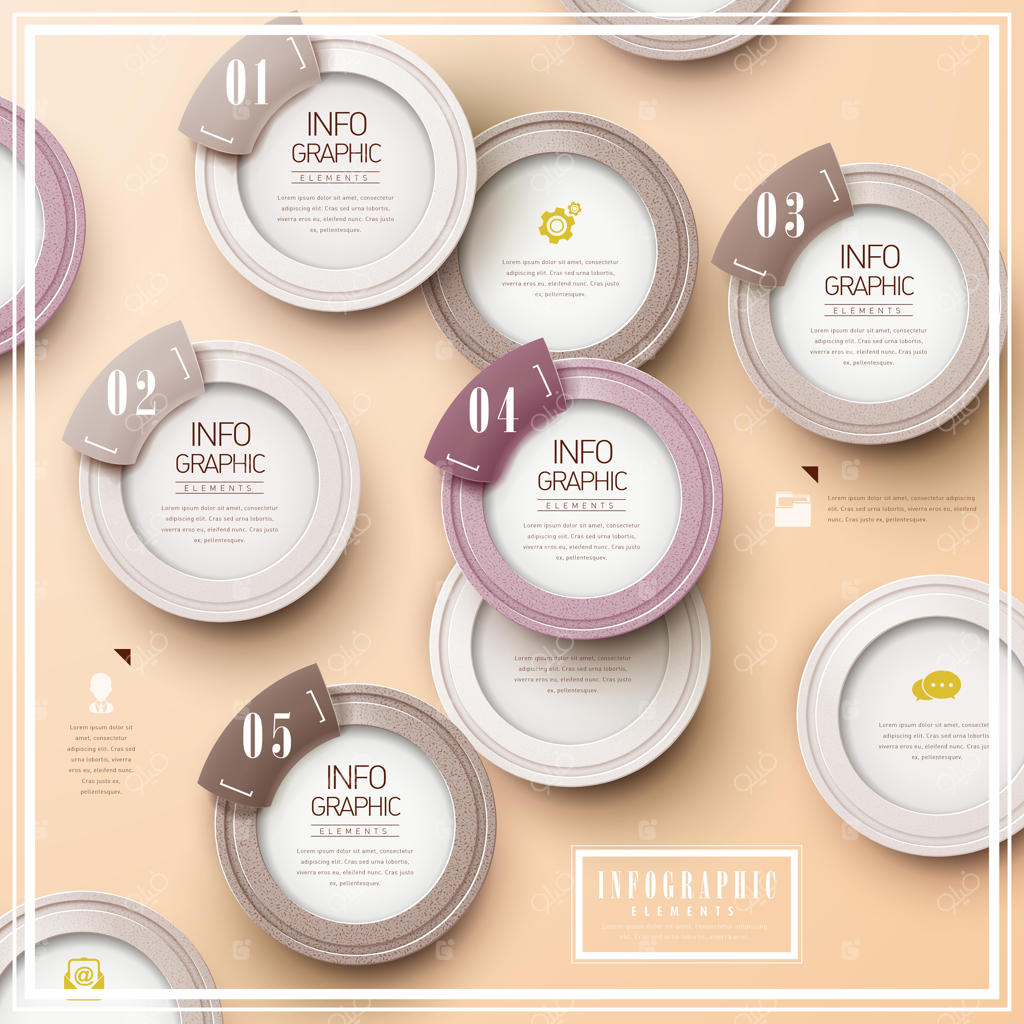 طراحی اینفوگرافیک ساده با عناصر دایره‌ای شکل