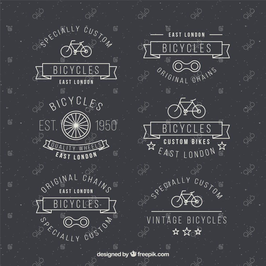 نشان‌های دوچرخه با طراحی دست‌کشیده و سبک قدیمی