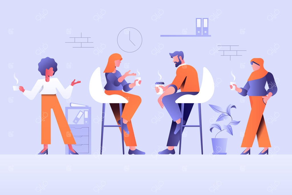 تصویرسازی قهوه با تم تجاری و گرادیان‌رنگی