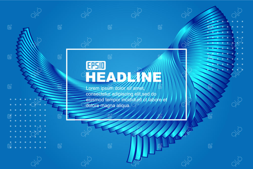 خطوط شیب آبی پس‌زمینه‌ای انتزاعی به شکل ماهی تشکیل می‌دهند