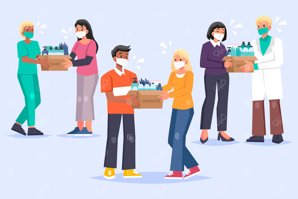 اهدای محصولات بهداشتی توسط مردم