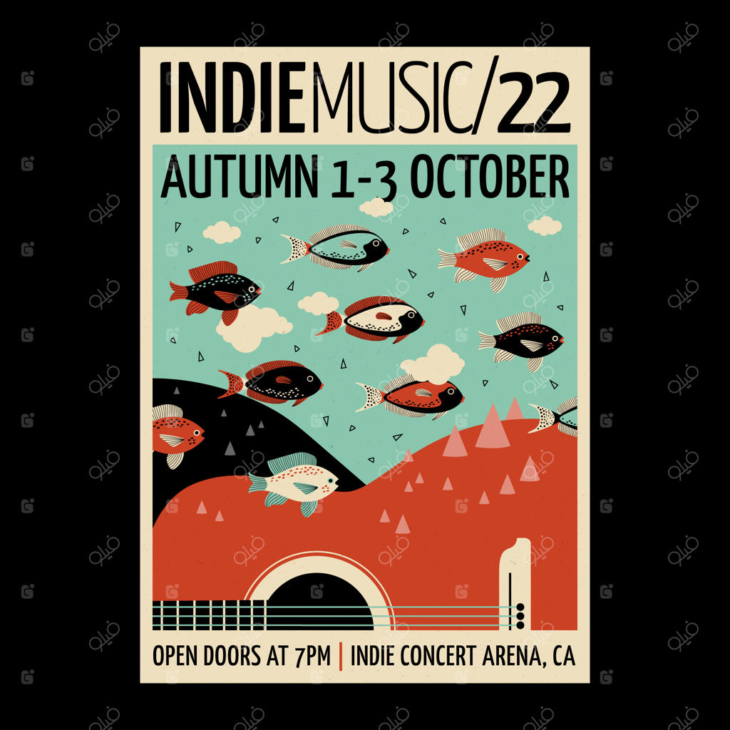 طراحی پوستر موسیقی ایندی با دست کشیده شده