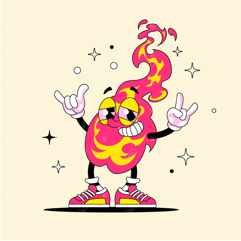 تصویر کارتونی آتش با طراحی دستی