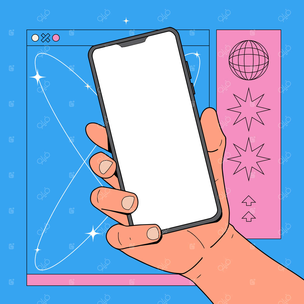 طرح دستی از مدل یک گوشی هوشمند