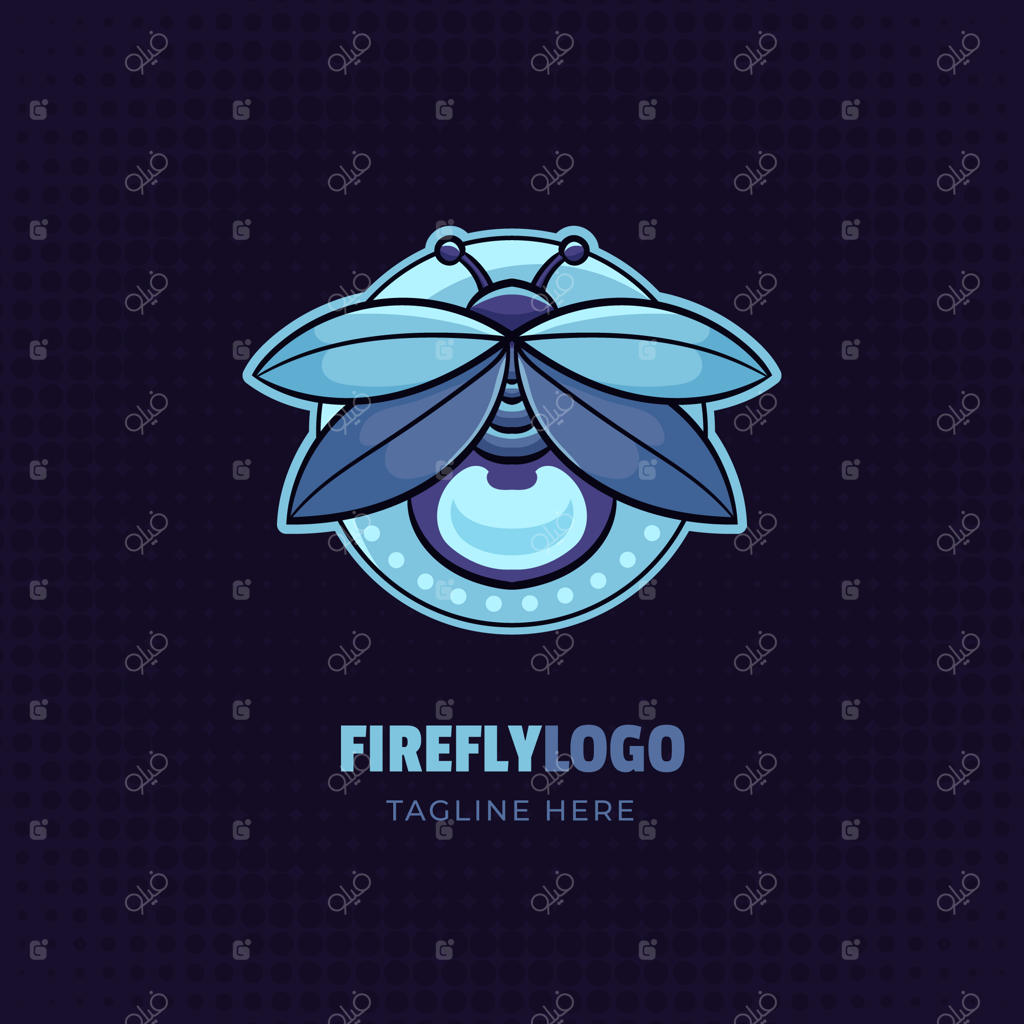 لوگوی سنجاقک نورانی طراحی دستی