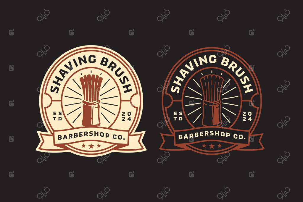 طراحی لوگو مجموعه ابزار تراشیدن و اصلاح مو - نشان قدیمی و کلاسیک برای آرایشگاه، سالن زیبایی، اصلاح مو، پیرایش سنتی، هیپستر و آقایان