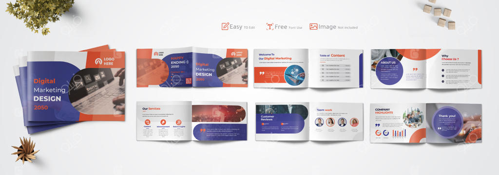 بروشور بازاریابی دیجیتال، قالب آژانس، کاتالوگ و کتابچه شرکتی یا گزارش مدرن
