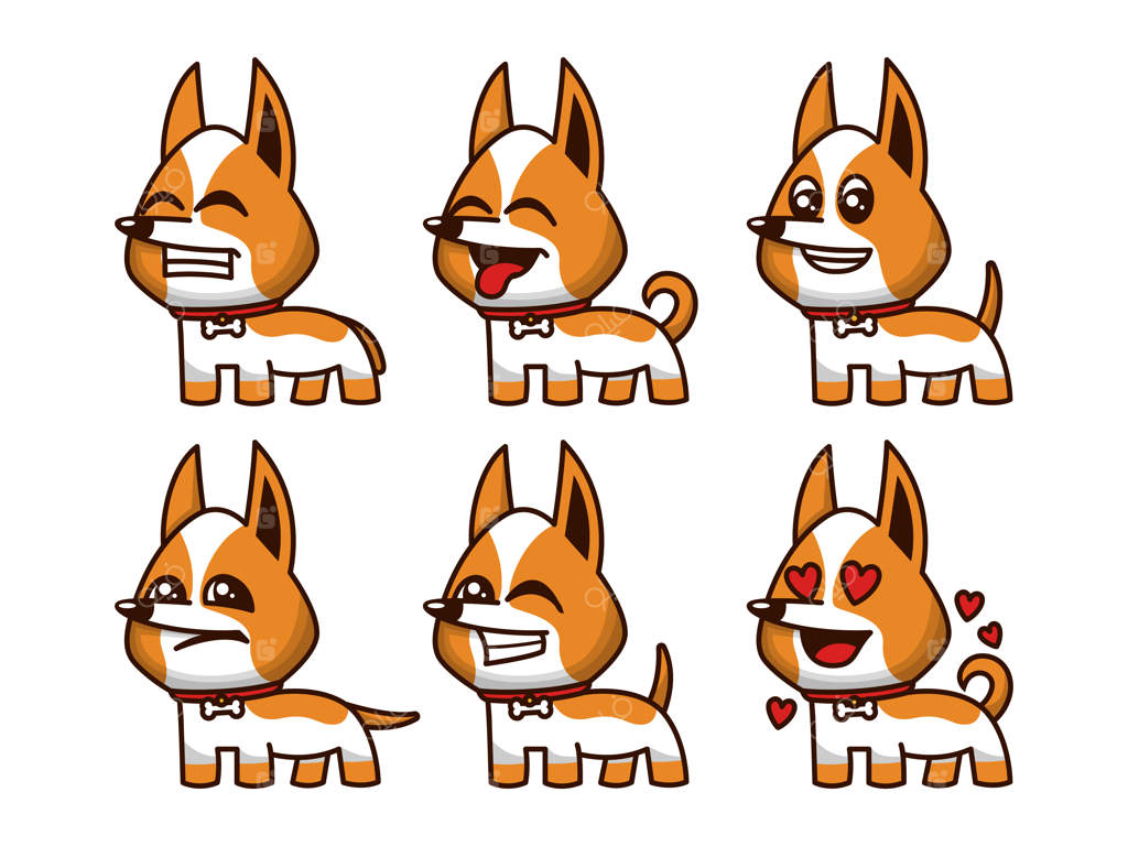 مجموعه‌ای از حالات چهره سگ کورگی