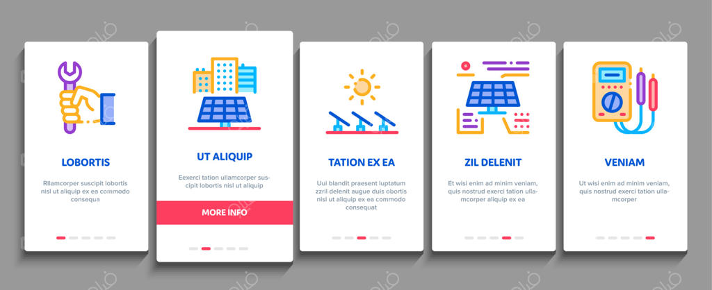 مجموعه آیکون‌های عناصر آموزشی تکنسین‌های انرژی خورشیدی (وکتور)