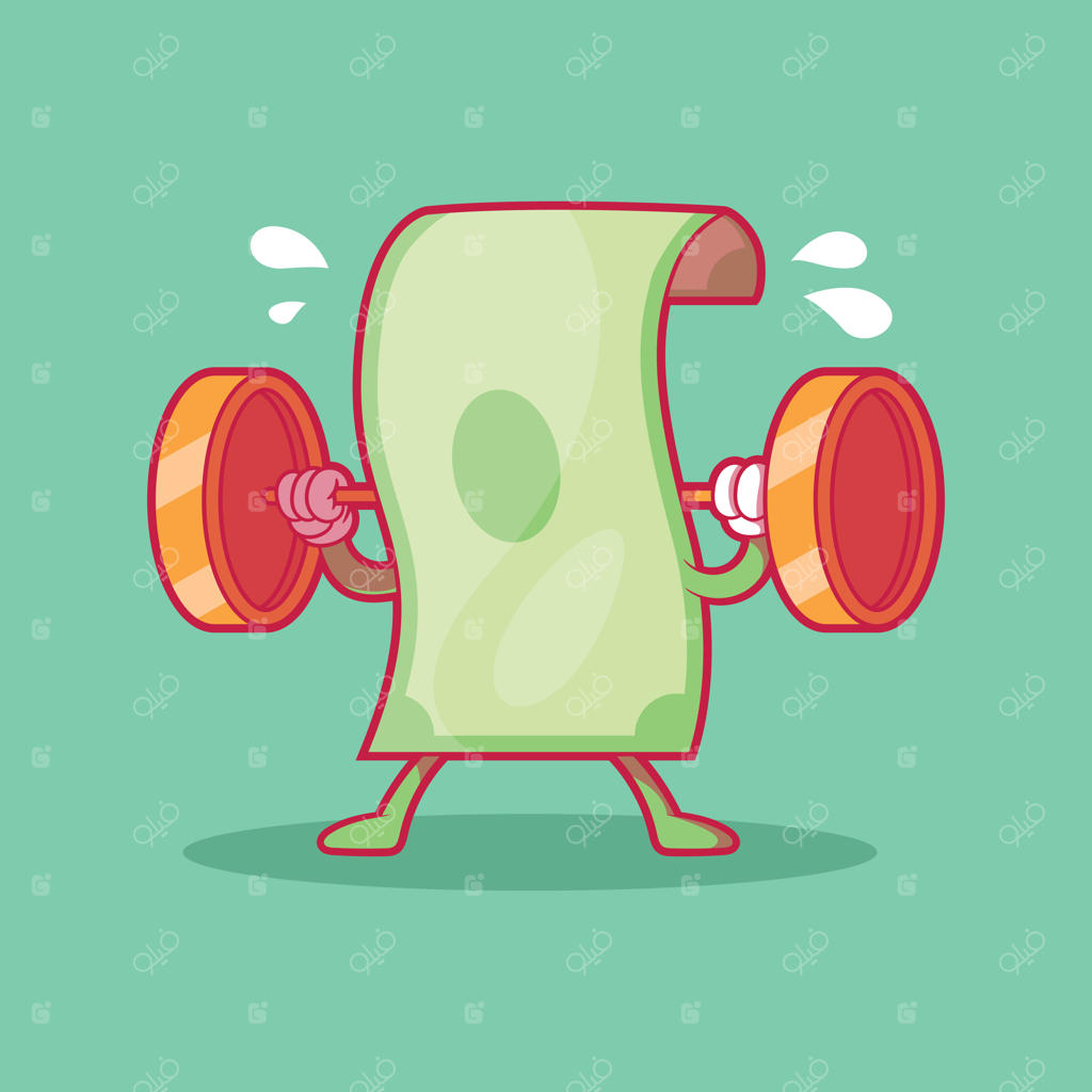 طرح مفهومی اقتصاد و مالی: تصویرسازی اسکناس پولی با وزنه‌های سکه‌ای