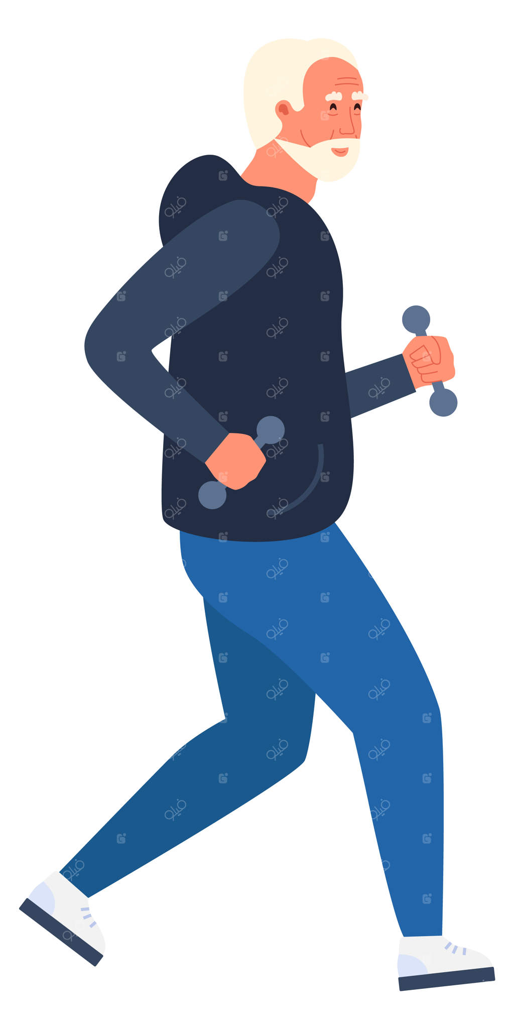 ورزش سالمندان: تمرین دویدن با دمبل برای مردان مسن